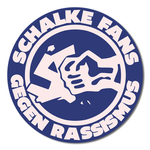 Sticker Schalke Fans gegen Rassismus - Weiss auf Blau