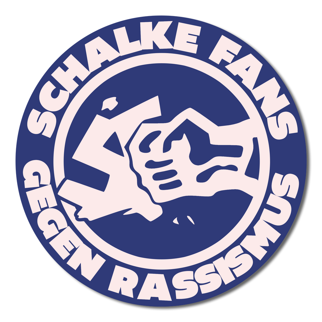 Sticker Schalke Fans gegen Rassismus - Weiss auf Blau